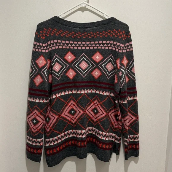 Talbots Petite Medium Lambswool Blend Geometric Heart Sweater - Picture 7 of 7